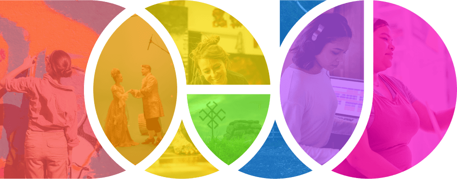 DOJO logo with various creative elements